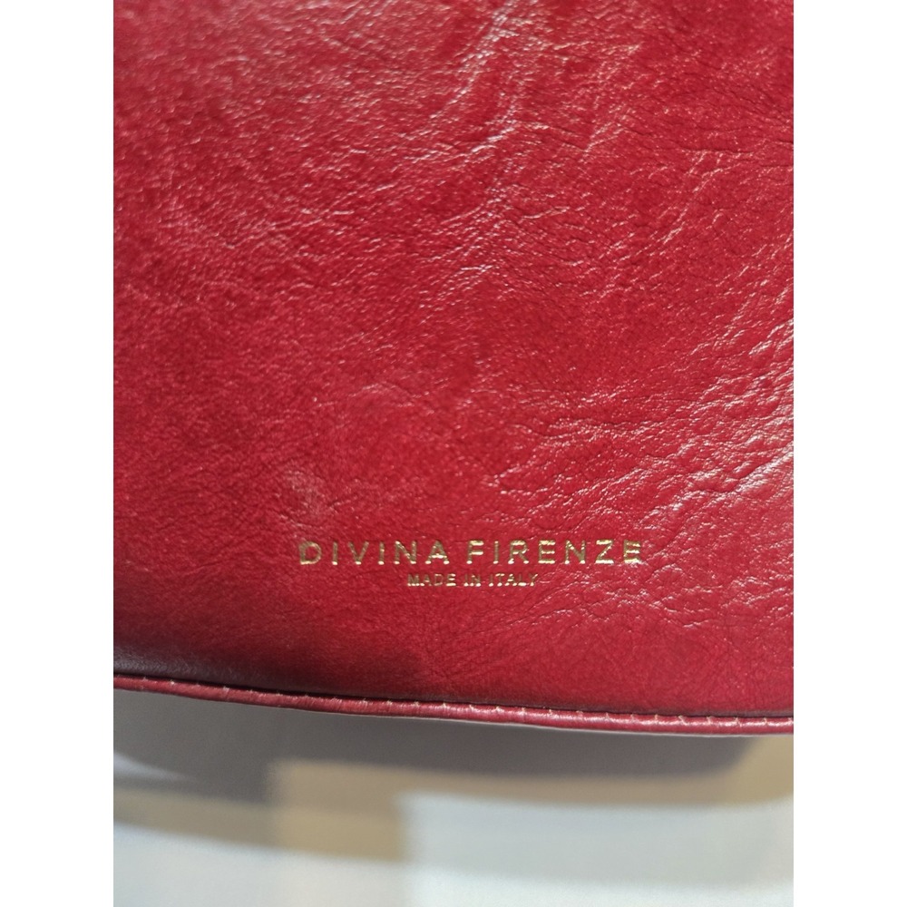 Divina Firenze Giada Red Leather Handbag Purse Medium Zip Pockets‎ Adj Straps - Picture 6 of 12